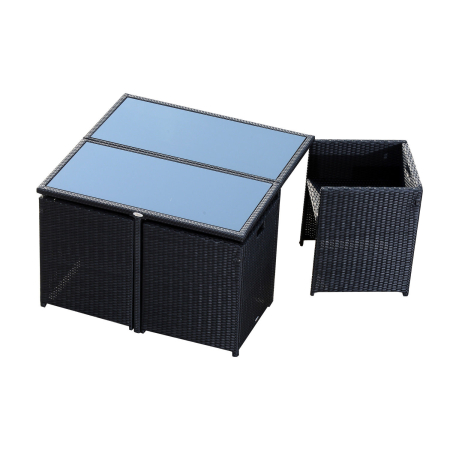  Set Mobilier de Gradina cu Masa de Pranz, 4 Scaune si Perne, 109x109x72 cm, Negru [6]