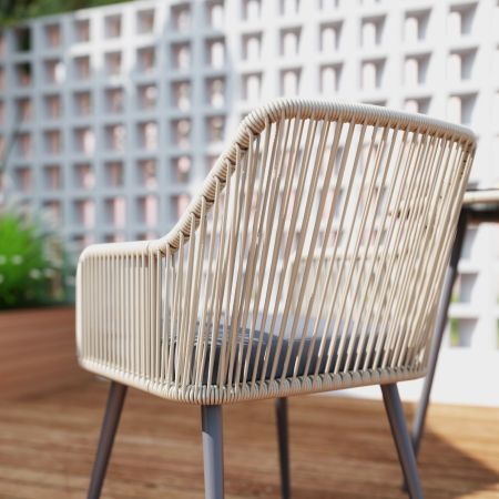  Set Mobilier de Gradina cu Masa Rotunda si 4 Scaune, 54x65x80 cm, Maro Deschis [6]