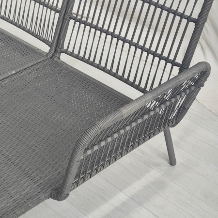 Set Mobilier de Gradina din 3 Piese cu Canapea, Şezlong cu Perne şi Masuţa, 125x77x82 cm, Gri Deschis [8]