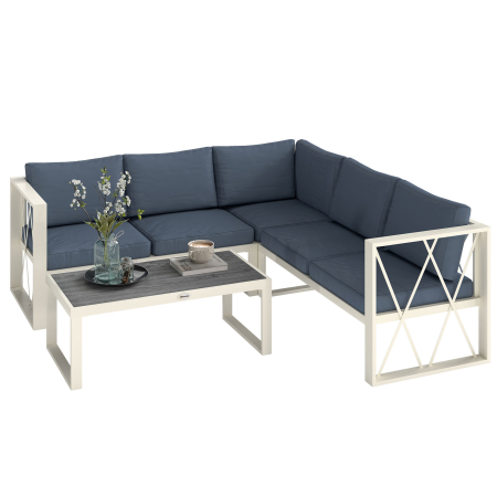 Gradina & balcon -  Set Mobilier de Gradina din 4 Piese cu 2 Canapele, Fotoliu Reglabil si Masuta de Cafea, 121x61x62 cm, Gri