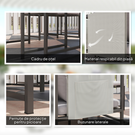  Set Mobilier de Gradina din 9 Piese cu Masa, 4 Fotolii si 4 Scaune, 110x110x75 cm, Gri [6]