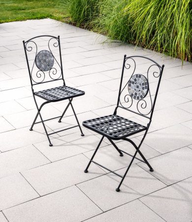 Set mobilier de gradina Gismo, 4 piese, masa cu blat din mozaic ceramic cu aspect de piatra naturala, banca pentru 2 persoane si 2 scaune pliabile pen [8]