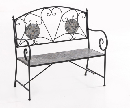 Set mobilier de gradina Gismo, 4 piese, masa cu blat din mozaic ceramic cu aspect de piatra naturala, banca pentru 2 persoane si 2 scaune pliabile pen [3]