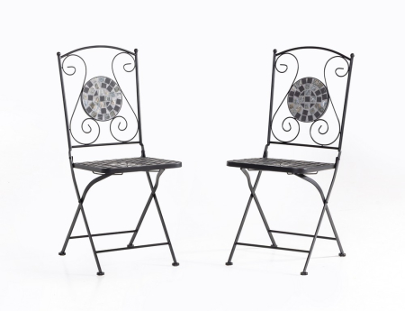 Set mobilier de gradina Gismo, 4 piese, masa cu blat din mozaic ceramic cu aspect de piatra naturala, banca pentru 2 persoane si 2 scaune pliabile pen [9]