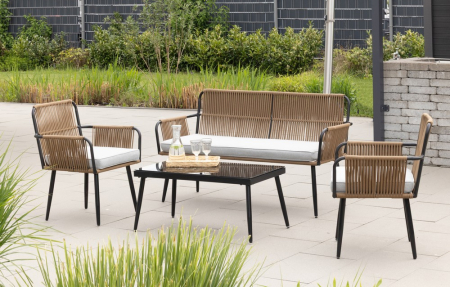 Set mobilier de gradina Marry pentru relaxare pe terasa sau balcon, 7 piese, cu structura din aluminiu pentru rezistenta, perne de 8 cm pentru confort [2]