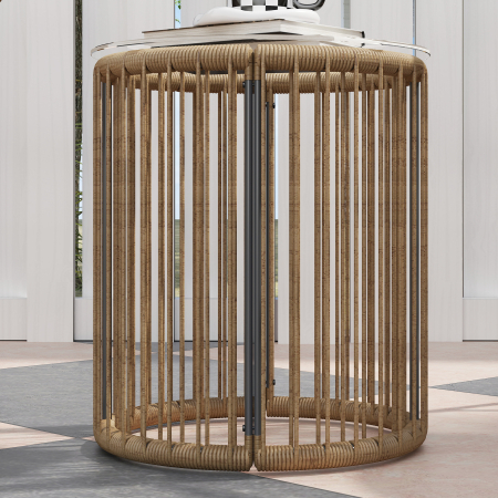  Set Mobilier din 3 Piese din Ratan pentru Gradina cu Scaune si Masuta de Cafea, 72x73x77 cm, Natural [8]