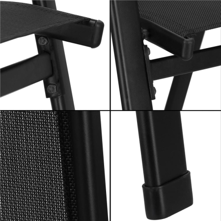Set mobilier gradina, 2 scaune si masa rotunda, blat sticla, cadru metalic, 60x70 cm, negru [6]
