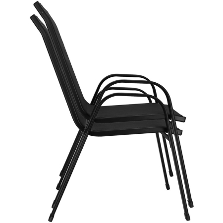 Set mobilier gradina, 2 scaune si masa rotunda, blat sticla, cadru metalic, 60x70 cm, negru [21]