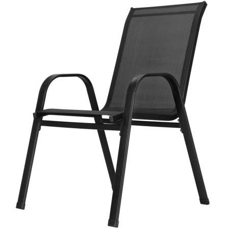 Set mobilier gradina, 2 scaune si masa rotunda, blat sticla, cadru metalic, 60x70 cm, negru [22]
