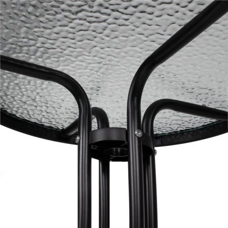 Set mobilier gradina, 2 scaune si masa rotunda, blat sticla, cadru metalic, 60x70 cm, negru [12]