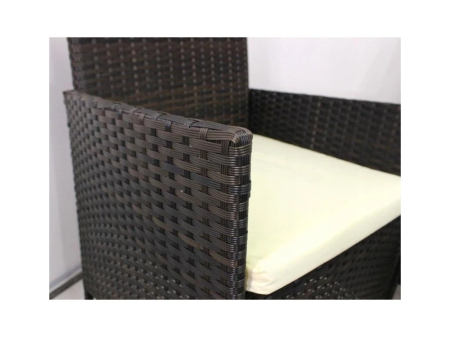 Set mobilier gradina 4 locuri, canapea 2 locuri, 2 fotolii si masa de sticla, tehnoratan, maro si crem [6]