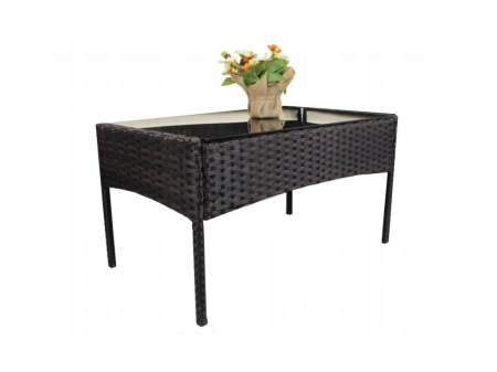 Set mobilier gradina 4 locuri, canapea 2 locuri, 2 fotolii si masa de sticla, tehnoratan, maro si crem [7]