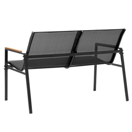 Set mobilier gradina 4 locuri, canapea 2 locuri, 2 scaune si masa rotunda sticla, cadru metalic, 119x71x82 cm, negru [11]