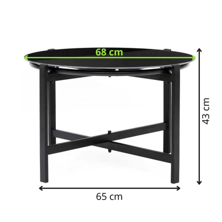 Set mobilier gradina 4 locuri, canapea 2 locuri, 2 scaune si masa rotunda sticla, cadru metalic, 119x71x82 cm, negru [20]