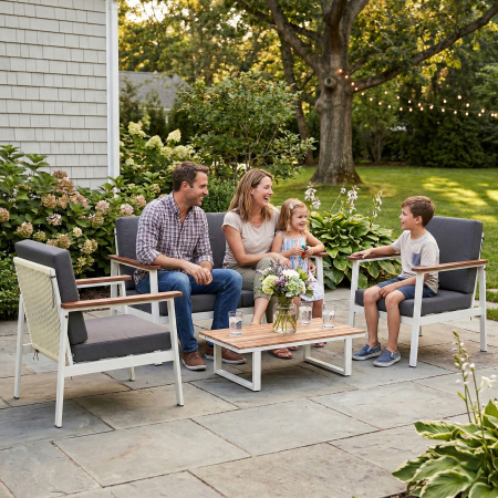  Set Mobilier Gradina 4 Persoane: 2 Fotolii, Canapea, Masuta [1]