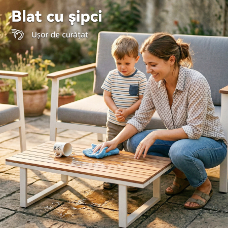  Set Mobilier Gradina 4 Persoane: 2 Fotolii, Canapea, Masuta [6]