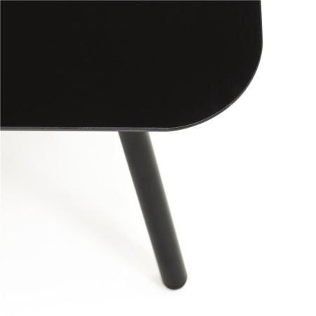 Set mobilier gradina 4 piese cu canapea sofa, 2 fotolii si masa sticla, cadru metalic, negru cu perne bej [9]