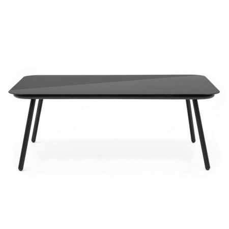 Set mobilier gradina 4 piese cu canapea sofa, 2 fotolii si masa sticla, cadru metalic, negru cu perne bej [11]