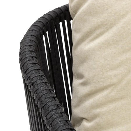 Set mobilier gradina 4 piese cu canapea sofa, 2 fotolii si masa sticla, cadru metalic, negru cu perne bej [20]