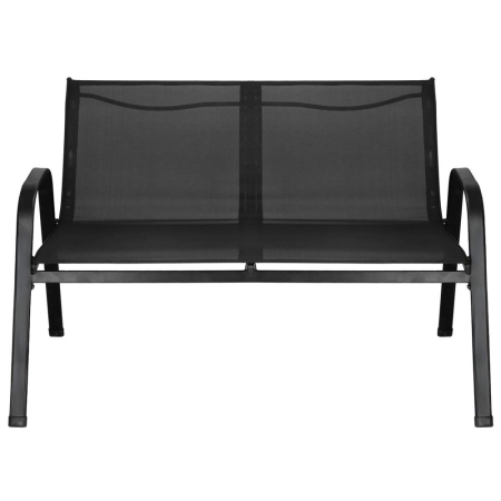 Set mobilier gradina 4 piese, masa cu sticla securizata, 2 scaune si canapea, cadru metalic, negru [15]