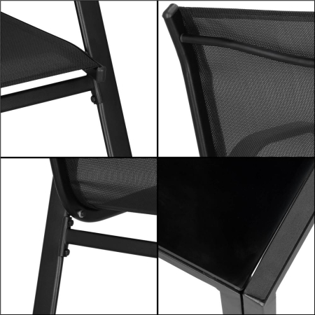 Set mobilier gradina 4 piese, masa cu sticla securizata, 2 scaune si canapea, cadru metalic, negru [27]