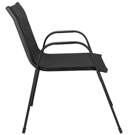 Set mobilier gradina 4 piese, masa cu sticla securizata, 2 scaune si canapea, cadru metalic, negru [9]