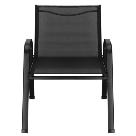 Set mobilier gradina 4 piese, masa cu sticla securizata, 2 scaune si canapea, cadru metalic, negru [14]