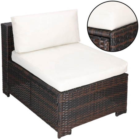 Set mobilier gradina 6 piese din technorattan cu masa si perne, instalare modulara configurabila, maro si crem [7]