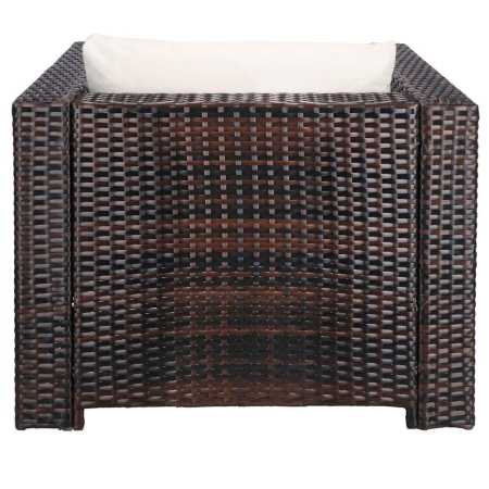 Set mobilier gradina 6 piese din technorattan cu masa si perne, instalare modulara configurabila, maro si crem [22]