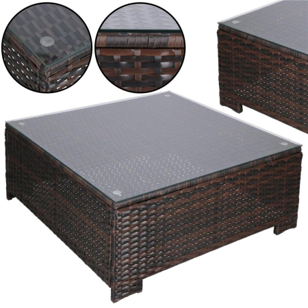 Set mobilier gradina 6 piese din technorattan cu masa si perne, instalare modulara configurabila, maro si crem [6]