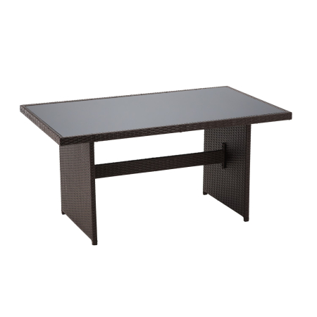 Set mobilier gradina 7 piese, canapea 3 locuri, 2 fotolii, 2 tabureti si masa cu blat de sticla, ratan PE, maro si bej [6]