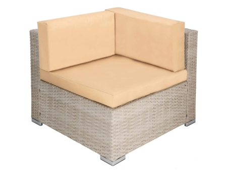 Set mobilier gradina 7 piese, canapea modulara colt L sau U, perne groase, masa cu blat sticla, technoratan, bej [5]