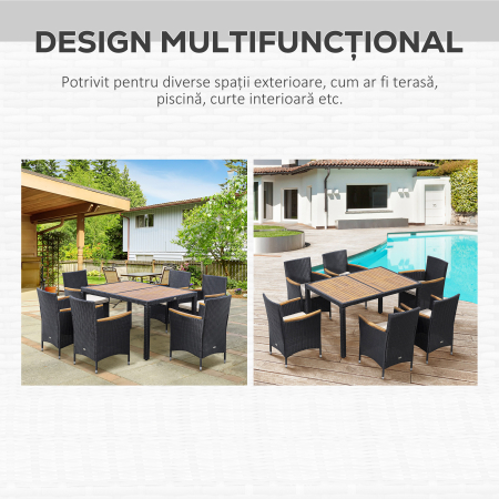  Set Mobilier Gradina 7 Piese - Ratan, Lemn & Perne Moi [6]