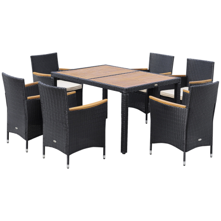 Seturi mobilier -  Set Mobilier Gradina 7 Piese - Ratan, Lemn & Perne Moi