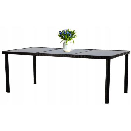 Set mobilier gradina 8 scaune si masa 196x98x73 cm, ratan si cadru otel zincat, blat masa sticla securizata, maro [7]