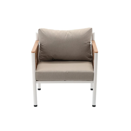 Set mobilier gradina Belgrad 4 piese, cu perne, canapea 2 locuri, 2 fotolii si masa, cadru aluminiu, 129x68x70 cm, bej [4]