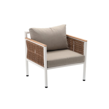 Set mobilier gradina Belgrad 4 piese, cu perne, canapea 2 locuri, 2 fotolii si masa, cadru aluminiu, 129x68x70 cm, bej [3]