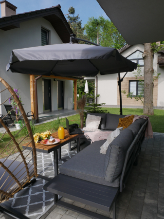 Set mobilier gradina Bogota coltar modular, 2 canapele si masa cu inaltime reglabila, cadru aluminiu, 160x70x79 cm, gri [2]