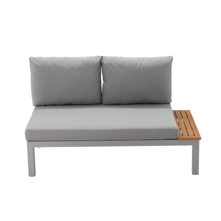 Set mobilier gradina Bohito modular cu perne, 2 canapele si masa, cadru aluminiu si lemn eucalipt, 138x76 cm, gri [7]
