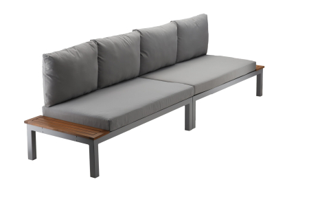 Set mobilier gradina Bohito modular cu perne, 2 canapele si masa, cadru aluminiu si lemn eucalipt, 138x76 cm, gri [9]