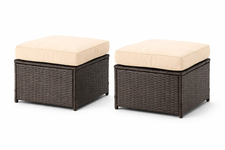 Set mobilier gradina coltar 5 piese, canapea colt, 2 tabureti si masa reglabila pe inaltime, ratan PE, 179x69x73 cm, maro si crem [8]