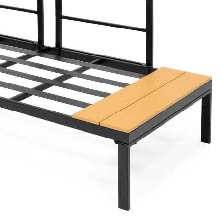 Set mobilier gradina coltar cu masa, separabil in 2 canapele tip sezlong, perne impermeabile, cadru metalic, gri si maro [10]