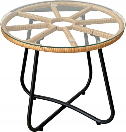 Set mobilier gradina din ratan, 2 scaune cu perne, 1 masa rotunda, maro [6]