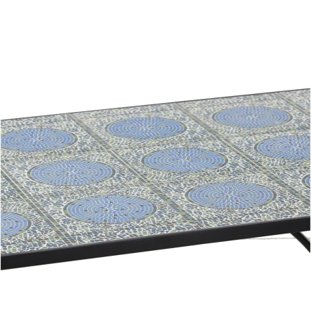 Set mobilier gradina, masa si 4 scaune, blat mozaic ceramic, cadru metalic, negru si albastru [9]