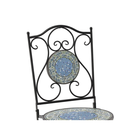 Set mobilier gradina, masa si 4 scaune, blat mozaic ceramic, cadru metalic, negru si albastru [4]