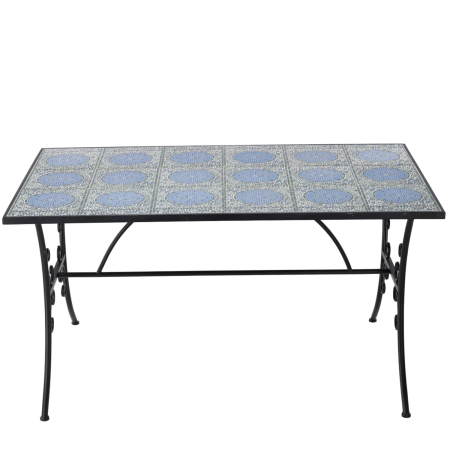 Set mobilier gradina, masa si 4 scaune, blat mozaic ceramic, cadru metalic, negru si albastru [11]