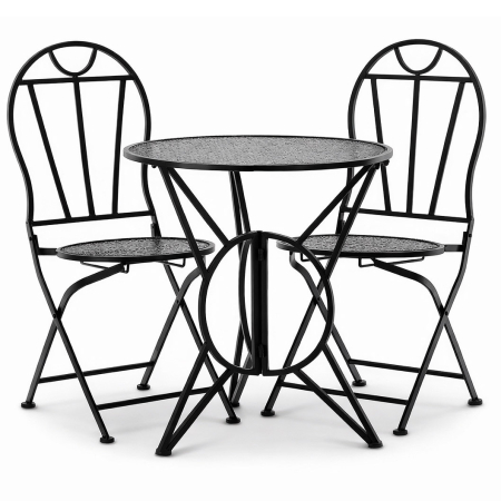 Gradina & balcon - Set mobilier gradina metalic Susan, masa 60x60 cm si 2 scaune 50x40x94 cm, stil vintage, negru mat