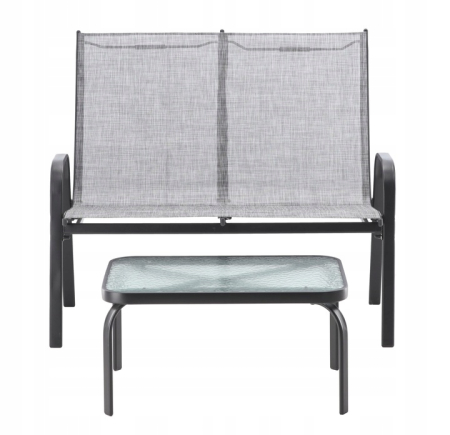 Set mobilier gradina textilene, 2 scaune, 1 canapea si 1 masa, gri deschis [3]