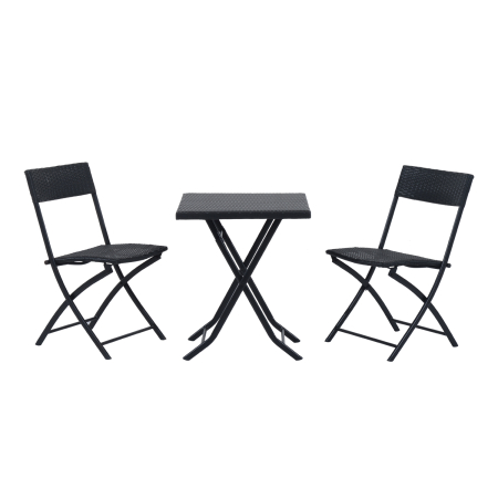 Gradina & balcon -  Set Mobilier pentru Gradina din Poly Ratan 3buc Set Masa si 2 Scaune pentru Gradina Pliabile Negru