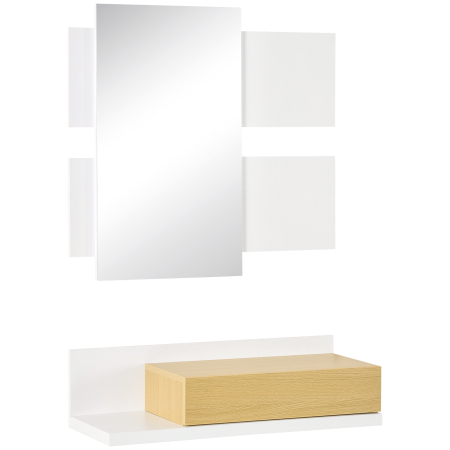Dormitor & birou -  Set mobilier pentru hol cu oglinda si sertar, mobilier modern din lemn cu oglinda 40x70cm, fixare pe perete